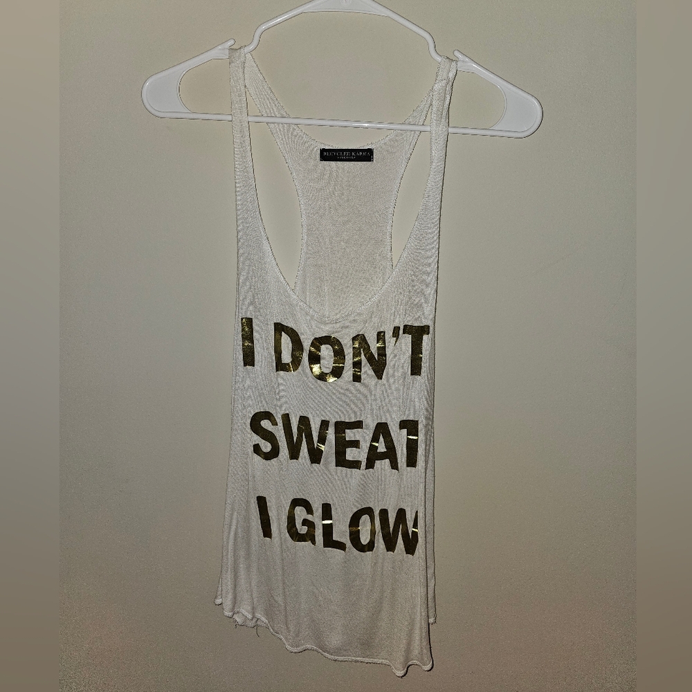 White Tank Top with Gold Lettering by Michele